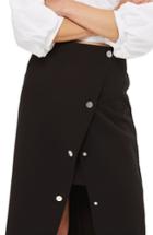 Women's Topshop Snap Midi Skirt Us (fits Like 10-12) - Black