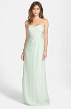 Women's Amsale Strapless Crinkle Chiffon Gown - Green