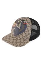 Men's Gucci Supreme Wolf Trucker Hat - Brown