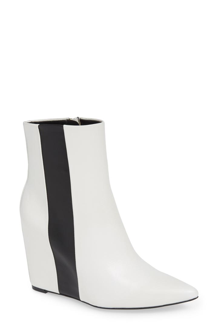 Women's Calvin Klein Yvania Stripe Wedge Bootie .5 M - White