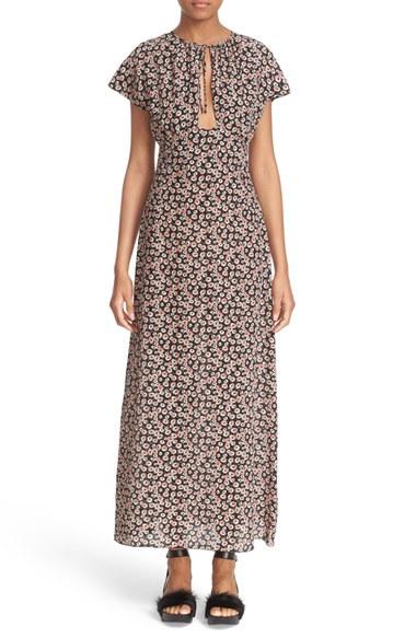 Women's Tomas Maier Aster Print Silk Maxi Dress