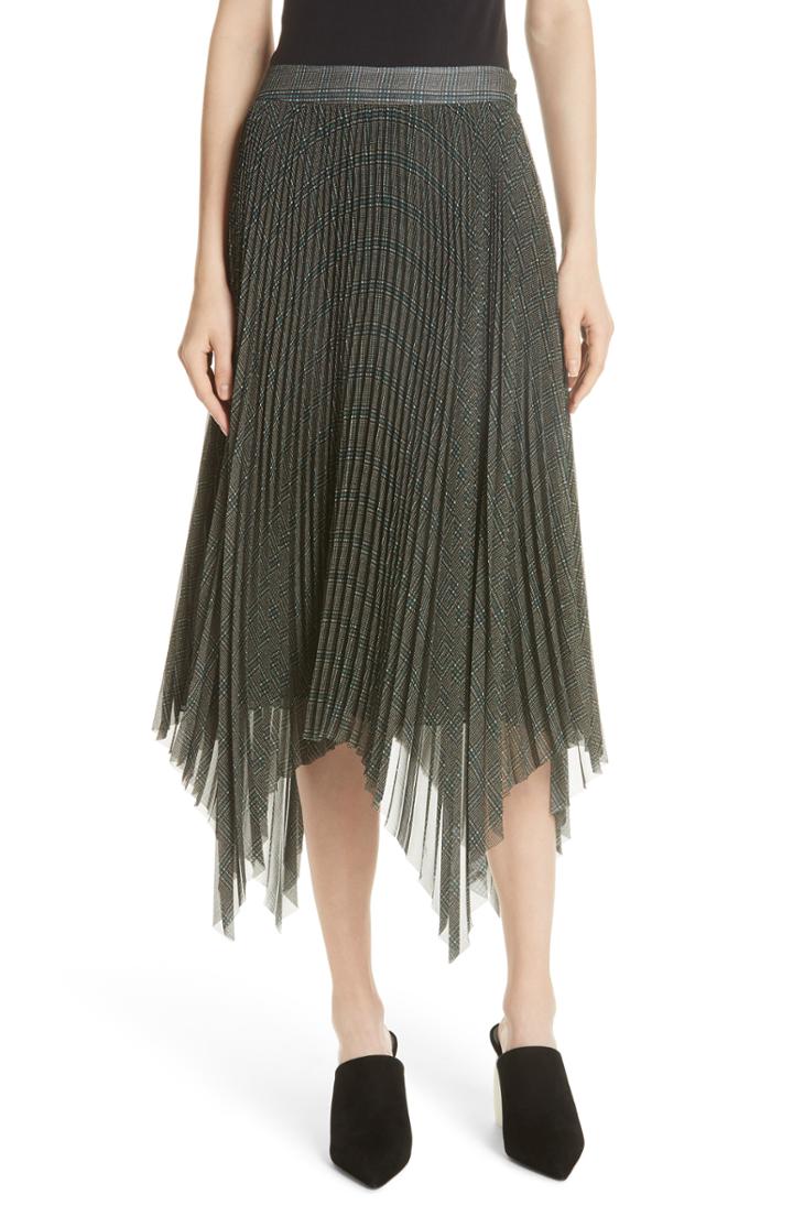 Women's Grey Jason Wu Plaid Pleated Skirt