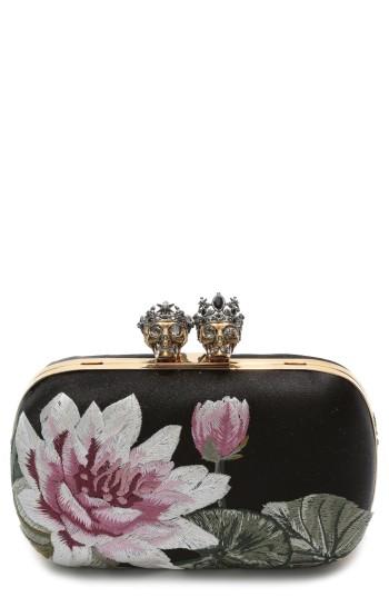 Alexander Mcqueen Queen & King Embroidered Satin Clutch -