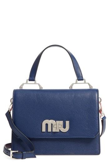 Miu Miu Small Logo Leather Satchel - Blue
