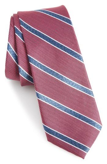 Men's Nordstrom Men's Shop Fontana Stripe Silk Skinny Tie, Size - Orange
