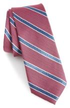 Men's Nordstrom Men's Shop Fontana Stripe Silk Skinny Tie, Size - Orange