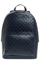 Men's Gucci Embossed Leather Backpack - Blue