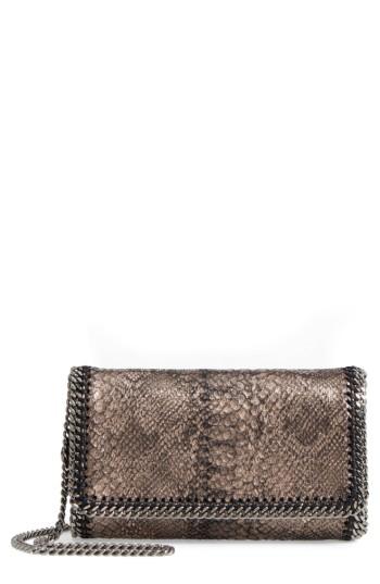 Stella Mccartney Fallabella Metallic Python Print Faux Leather Crossbody Bag - Metallic