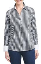 Women's Foxcroft Lauren Sateen Stripe Shirt - Black