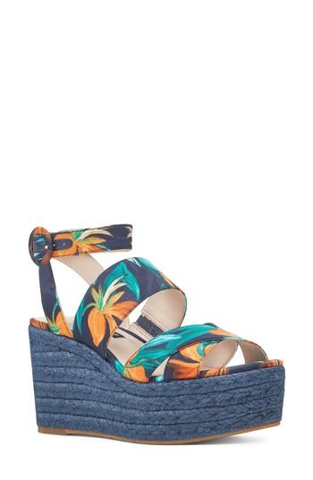 Women's Nine West Kushals Espadrille Platform Wedge Sandal M - Blue
