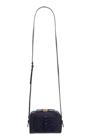 Nancy Gonzalez Leather & Genuine Crocodile Camera Bag - Blue