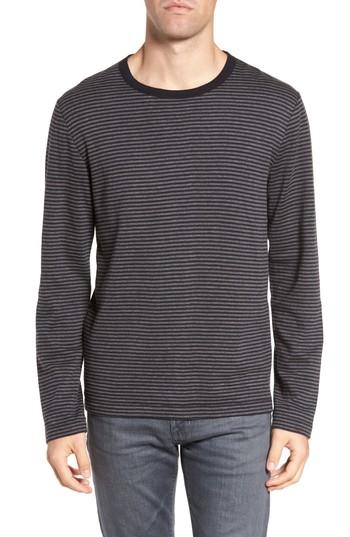 Men's French Connection Alternative Stripe Long Sleeve T-shirt, Size - Grey