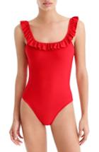 Women's J.crew Ruffle Scoop Back One-piece Swimsuit - Red