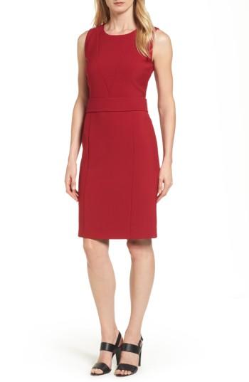 Women's Boss Dirasana Belted Sheath Dress R - Red