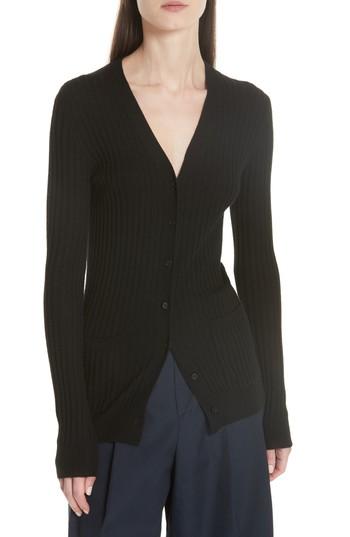 Women's Vince Ribbed Skinny Cashmere Cardigan - Black