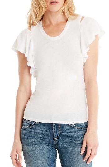 Women's Michael Stars Cutout Shoulder U-neck Tee, Size - White