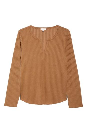 Women's Bp. Rib Knit Henley - Brown