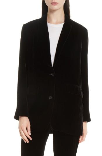 Women's Vince Boyfriend Velvet Blazer - Black