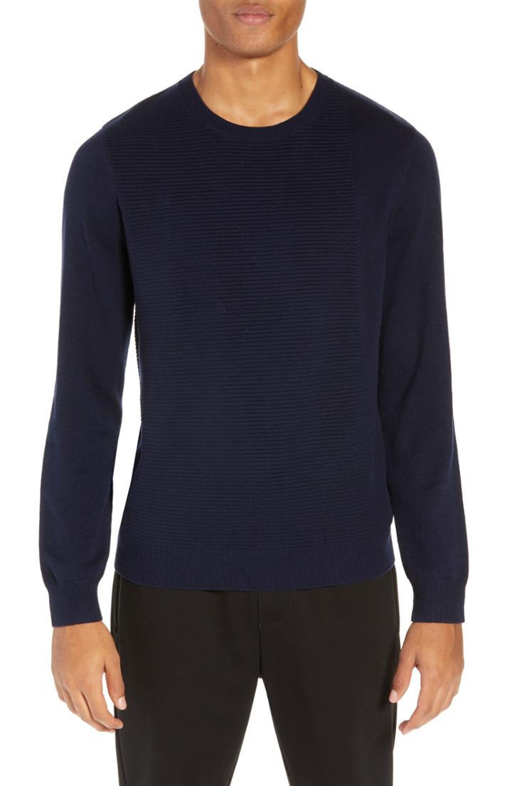 Men's River Stone Slim Fit Ottoman Stitch Cotton Blend Sweater - Blue
