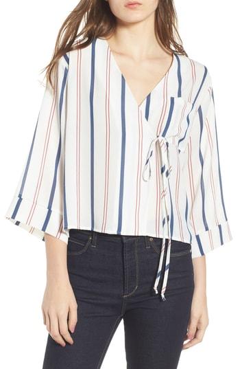 Women's All In Favor Tie Front Wrap Top - Ivory