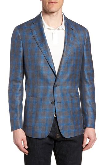 Men's Peter Millar Collection Marina Windowpane Wool & Silk Blend Sport Coat R - Blue