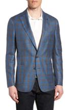 Men's Peter Millar Collection Marina Windowpane Wool & Silk Blend Sport Coat R - Blue