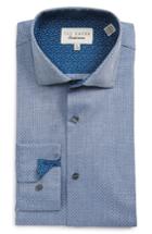 Men's Ted Baker London Rafi Trim Fit Geometric Dress Shirt .5 32/33 - Blue