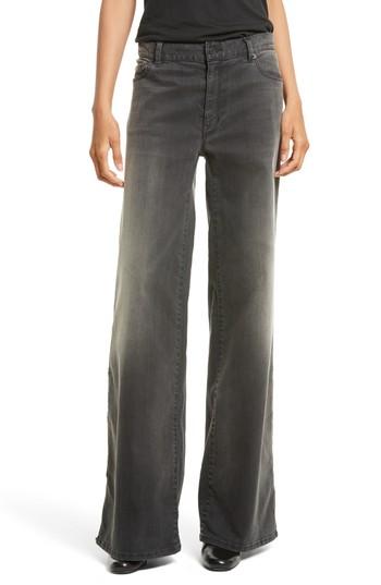 Women's Nili Lotan Ena Side Button Detail Wide Leg Jeans