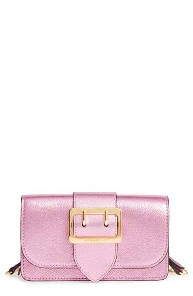 Burberry Mini Buckle Calfskin Leather Bag - Metallic