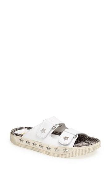 Ash 'kab' Leather Slide Sandal White/ Roccia/ White