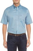 Men's Nordstrom Men's Shop 'classic' Smartcare(tm) Regular Fit Short Sleeve Cotton Sport Shirt - Blue/green