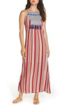 Women's Thml Stripe Embroidered Maxi Dress - Red