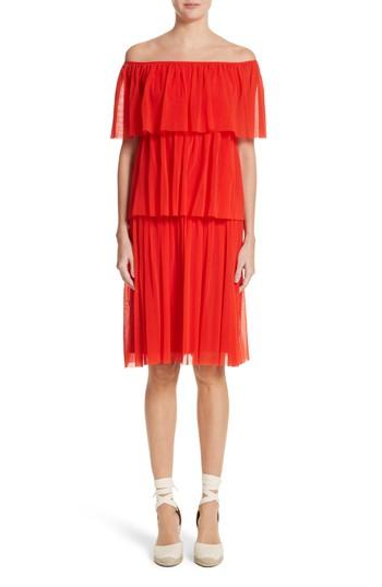 Women's Fuzzi Off The Shoulder Tiered Dress - Pink