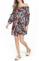 Women's Lush Print Off The Shoulder Dress - Red