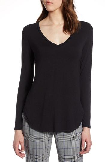 Women's Halogen V-neck Tunic - Black