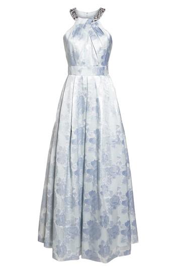 Women's Eliza J Beaded Halter Neck Gown - Metallic