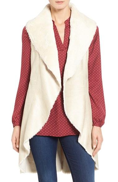 Women's Eliza J Foiled Faux Shearling Vest