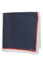 Men's Lanvin Solid Silk Pocket Square, Size - Blue