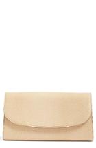 Halogen Curved Flap Leather Clutch - Brown