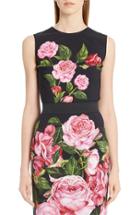 Women's Dolce & Gabbana Rose Print Cady Top Us / 38 It - Pink