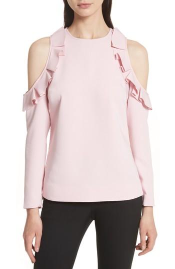 Women's Ted Baker London Ruffled Cold Shoulder Top - Pink