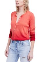 Women's Free People Cozy Up Henley, Size - Coral