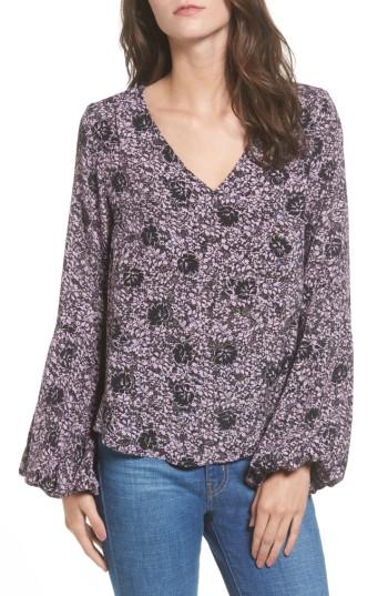 Women's Bp. Print Balloon Sleeve Blouse, Size - Purple