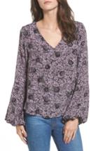 Women's Bp. Print Balloon Sleeve Blouse, Size - Purple
