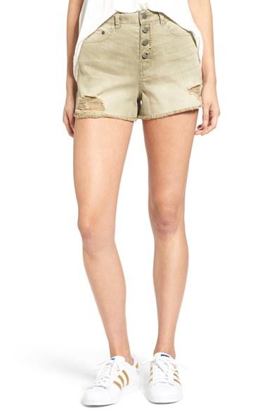 Women's Sun & Shadow Destroyed High Rise Denim Shorts