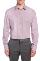 Men's Nordstrom Men's Shop Tech-smart Trim Fit Stretch Check Dress Shirt .5 32/33 - Red