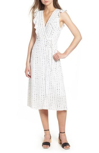 Women's Lost + Wander Dottie Ruffle Midi Wrap Dress - White