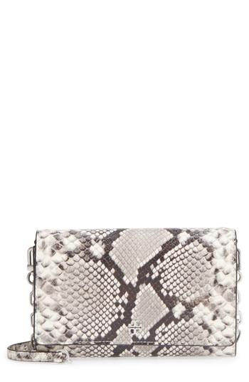 Women's Tory Burch Robinson Leather Wallet On A Chain - Black