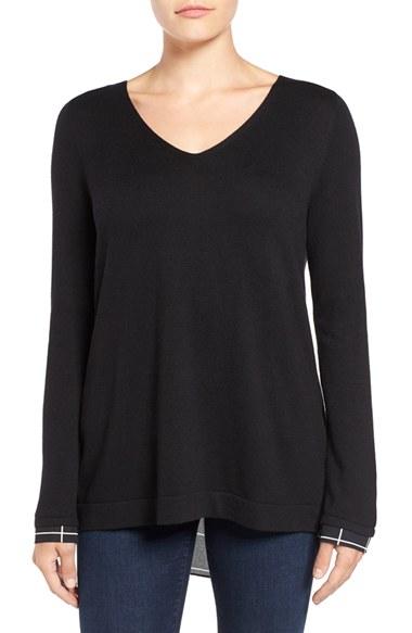 Women's Nydj Layered Look Sweater - Black