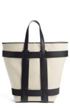 Paco Rabanne Cage Leather & Canvas North/south Tote - Ivory